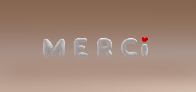 Photo merci texte ballons lettres avec des coeurs sur fond de couleur beige travail 3d