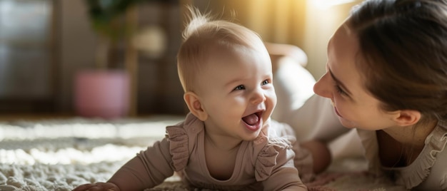 La mère et le bébé partagent un moment de rire délicieux une belle connexion remplie d'amour et de joie