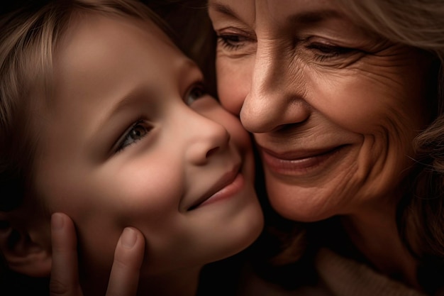 Une mère dans un moment tendre et affectueux avec son fils ai génératif