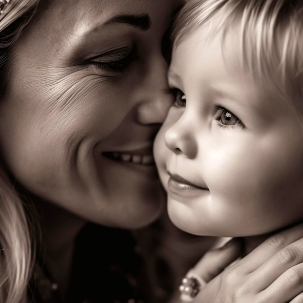 Une mère dans un moment tendre et affectueux avec son fils ai génératif