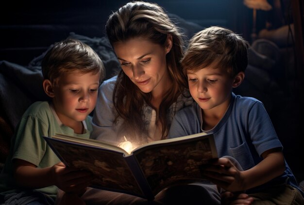 Photo la mère et l'enfant étudient à la maison en lisant des livres