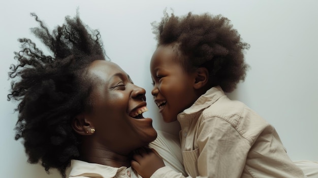 Mère et enfant rient joyeusement ensemble