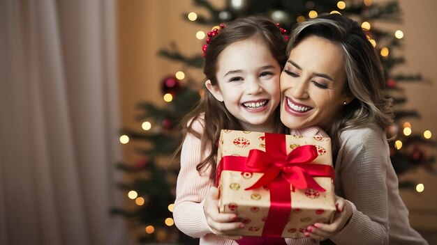 Mère étreignant une femme pour un cadeau