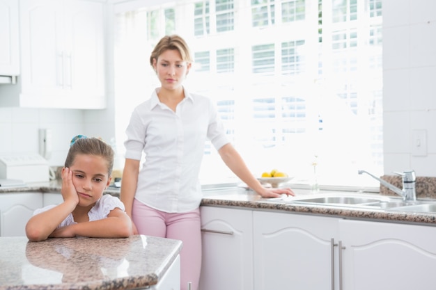 Mère et fille après un argument