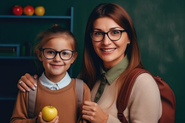 Mère et fille faisant leurs devoirs ensemble AI Generative