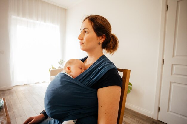 Photo mère et fille à la maison