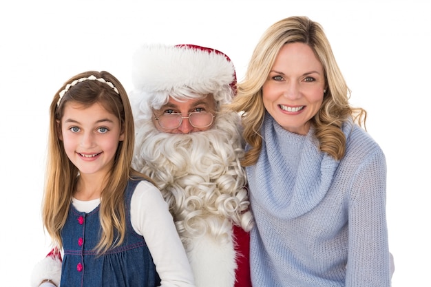 Mère et fille avec le père Noël