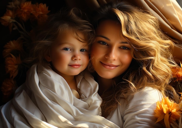 Mère et fille en robe blanche