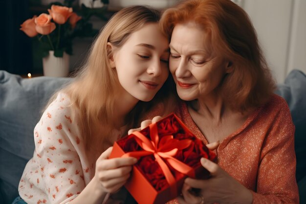 Photo mère et fille se serrent dans les bras