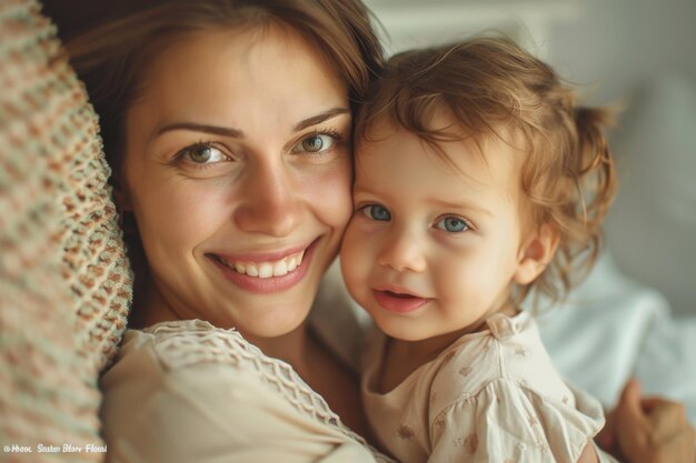 Photo une mère heureuse et son enfant créés avec l'ia générative