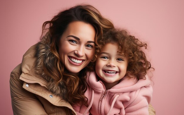 mère de mode joyeuse portant affectueusement embrassant son enfant fond lumineux solide lumineux