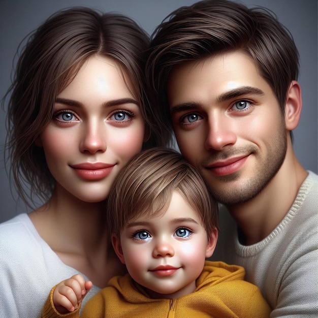 Mère, père et enfant photo réaliste