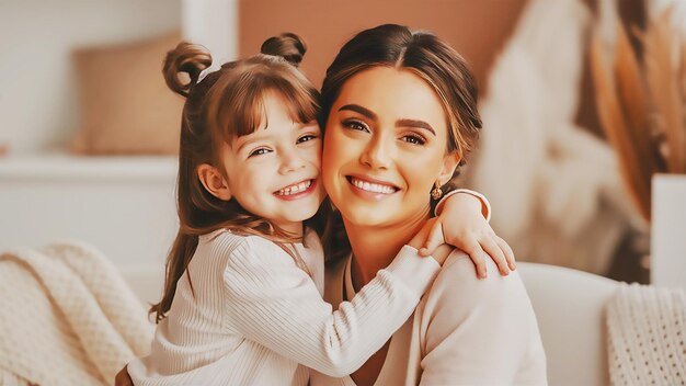 une mère et sa fille posent pour une photo avec les mots joyeux jour de la mère