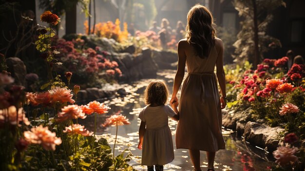 Une mère et ses enfants passent la journée à tapisser