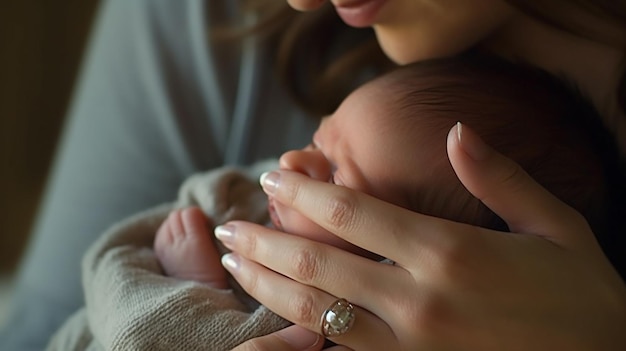 Mère tenant bébé dans ses mains