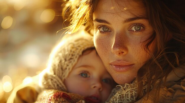 Une mère tenant un petit enfant