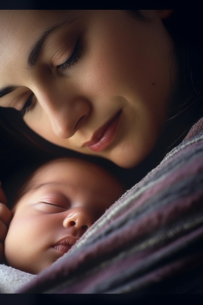 Une mère tient son bébé avec une couverture sur la tête.