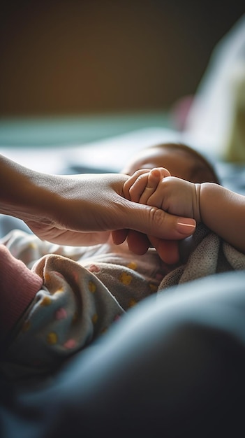 Une mère tient son bébé dans ses bras.