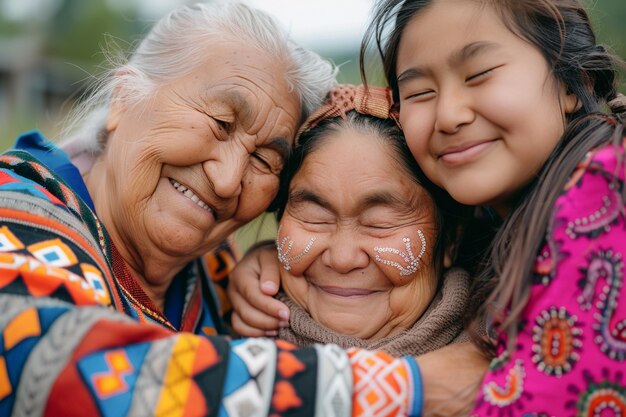 Mères et filles autochtones ensemble pour la célébration de la fête des mères