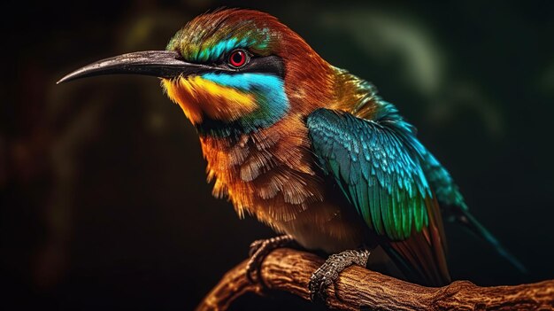 Merops apiaster gros plan sur une branche IA générative