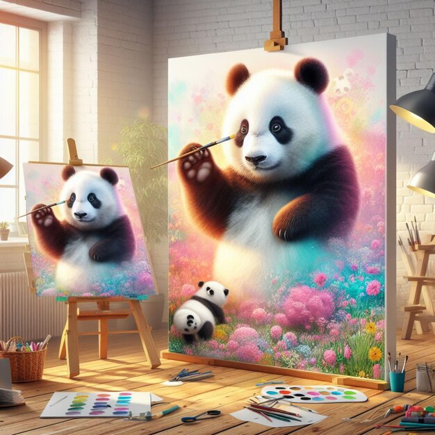 Des merveilles capricieuses Une création ludique du panda en pastel