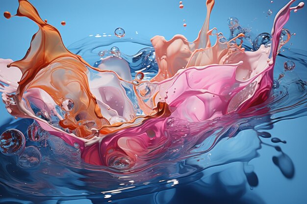 Photo merveilleuse éclaboussure d'eau captivante avec des gouttelettes gracieuses ia générative