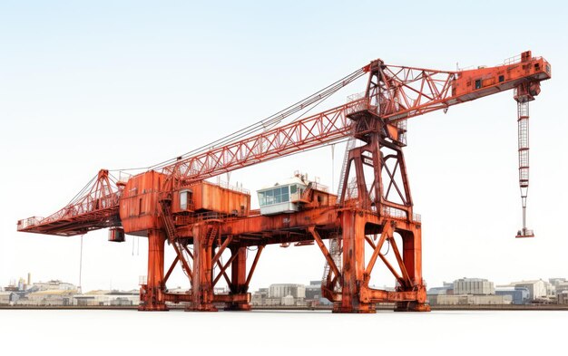 La merveilleuse grue d'Orange Harbor isolée sur un fond blanc