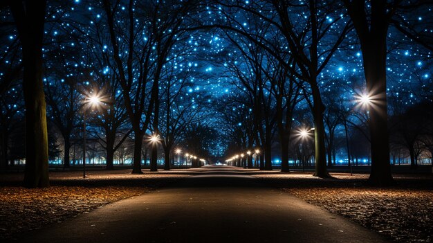 Photo merveilleuse nuit couverte par la lumière des étoiles dans l'obscurité ai photographie de conception générative