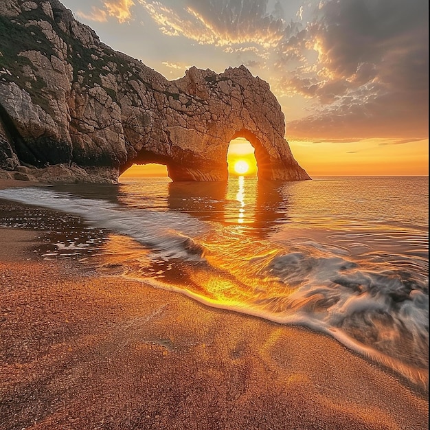 Un merveilleux lever de soleil un matin d'août à Durdle