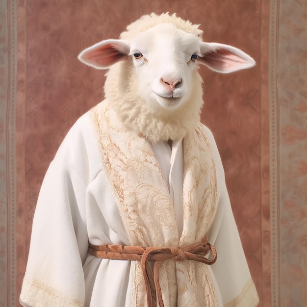 Un merveilleux mouton vêtu de beaux vêtements arabes