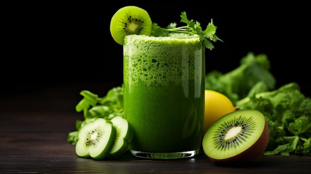 Un merveilleux smoothie de désintoxication avec du concombre et du brocoli vert.