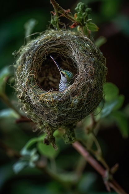 Émerveillez-vous devant la magnifique création d'un nid de colibri tissé avec de la soie d'araignée Un véritable chef-d'œuvre