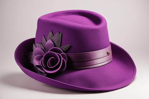 Mesdames chapeau de feutre violet isolé sur fond blanc