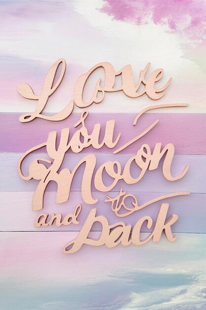 Un message d'amour avec des lettres roses en bois