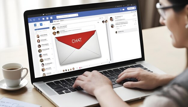 message chat en ligne concept d'enveloppe sociale