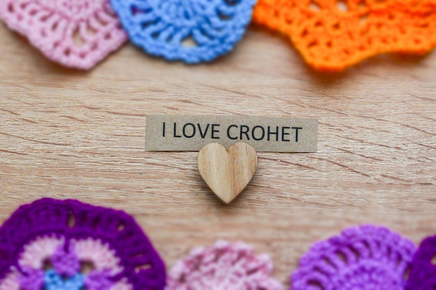 Photo message j'aime le crochet et le crochet