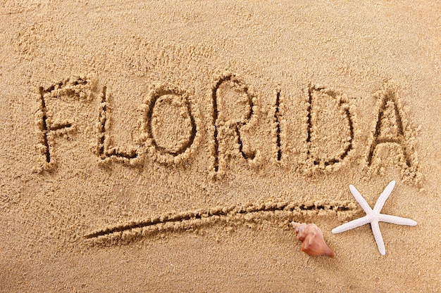 Message de signe de sable de plage de Floride