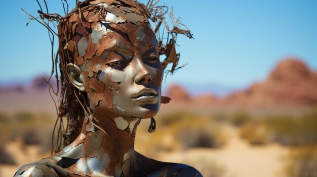 Metal Head Une sculpture photoréaliste en techniques mixtes reflétant l'identité