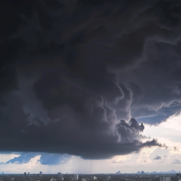 Météo orageuse Des nuages de pluie se rassemblent au-dessus de la ville de Nonthaburi