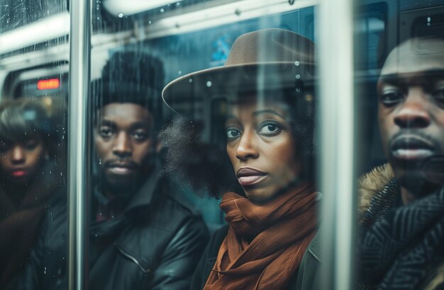 Metro Moments heureux amis multiculturels et couples avec des expressions tristes dans la ville