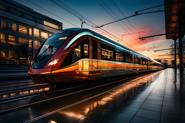 Un métro rapide traverse les tunnels.