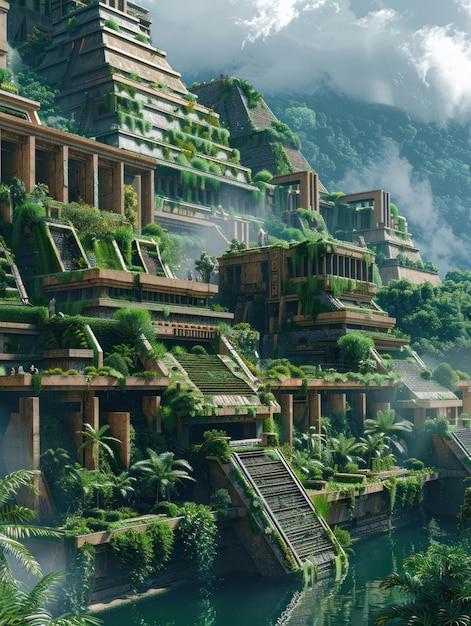 Une métropole maya s'épanouit avec des toits verts et des jardins verticaux