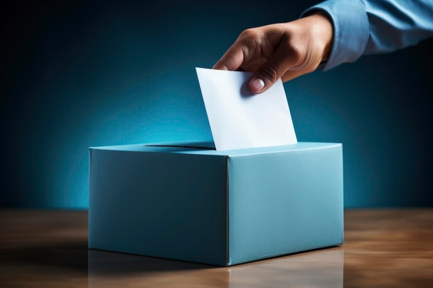 Photo en mettant avec impatience leur vote dans l'urne, les électeurs montrent l'essence de la démocratie.