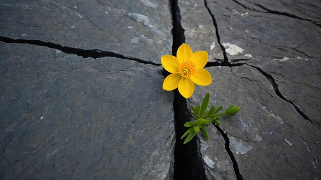 Mettez en évidence la beauté d'une fleur solitaire qui fleurit de façon défiante dans une fissure de roche