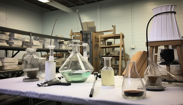 Photo mettez en place une séance photo dans un environnement de laboratoire pour que les élèves participent à des expériences liées à l'environnement