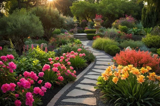 Mettez en valeur la beauté d'un jardin serein en pleine floraison