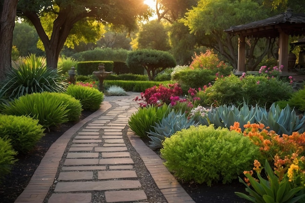 Mettez en valeur la beauté d'un jardin serein en pleine floraison