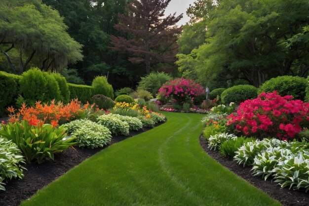Mettez en valeur la beauté d'un jardin serein en pleine floraison