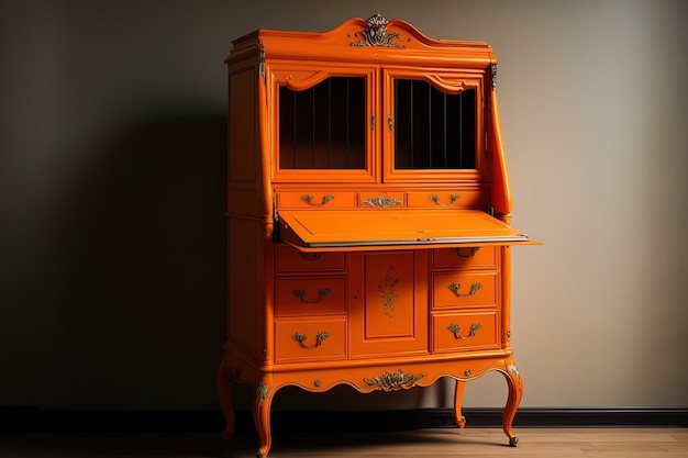 Meuble orange vintage en bois