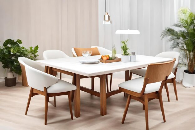 meuble table fond blanc